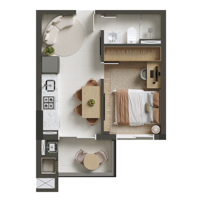 1 quarto - 34m² - final 01, 02 e 11