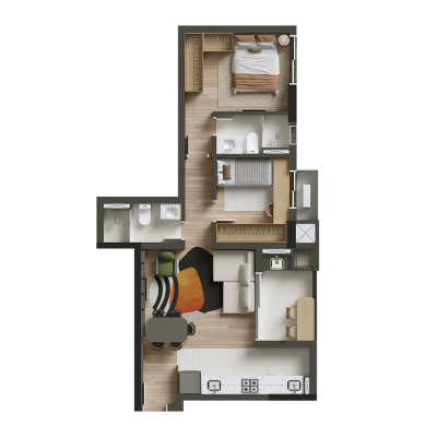 2 quartos com 1 suíte - 61m² - final 04