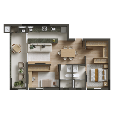 2 quartos com 1 suíte - 67m² - final 01