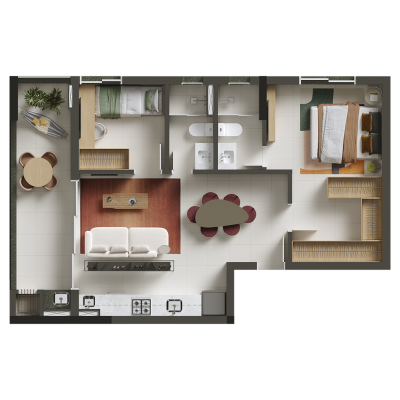 2 quartos com 1 suíte - 67m² - final 06