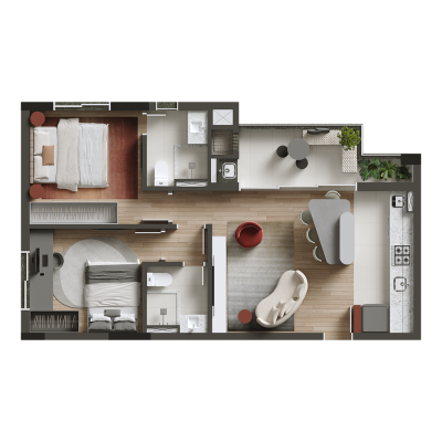 2 quartos com 2 suítes - 64m² - final 10