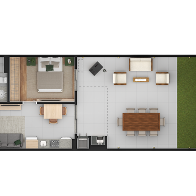 Garden 1Q 34m² + 29m² de área privativa