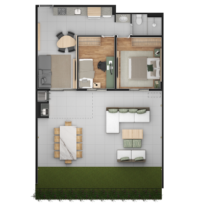 Garden 2Q 47m² + 39m² de área privativa