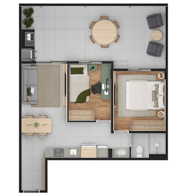 Garden 2Q 50m² + 20m²