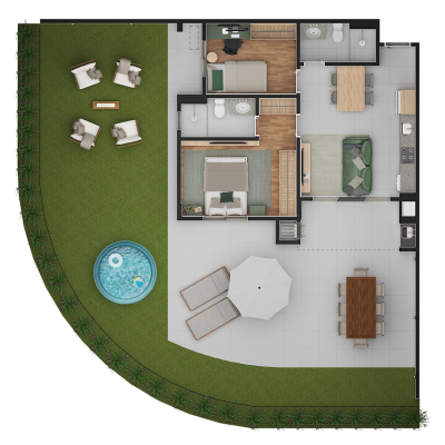 Garden 2Q com suíte - 59m² + 90m²